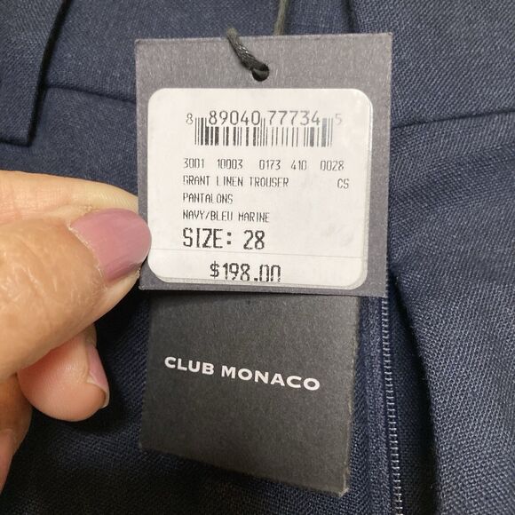Club Monaco Grant Lit Trouser Linen Dress Slack Blue Pant Mens 28 NEW Workwear - Picture 10 of 16